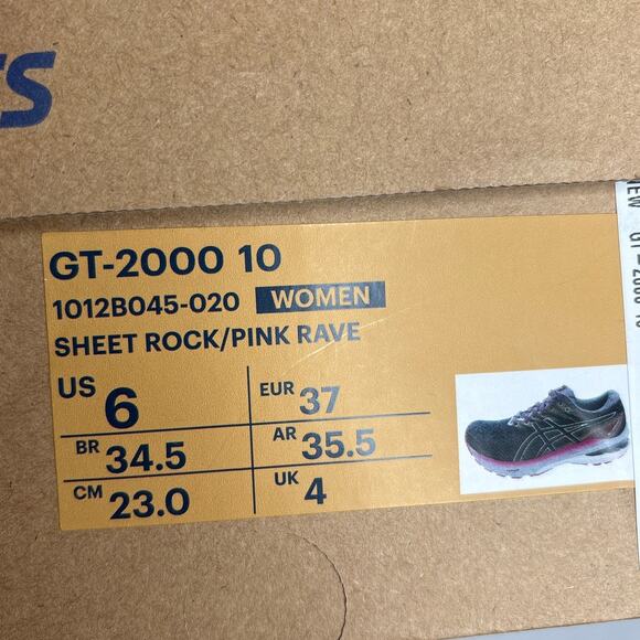 ASICS GT-2000 10 Sneakers Womens Size 6 Sheet Rock and Pink Rave - Picture 3 of 8